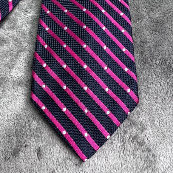 Faconnable Silk Tie Blue Mauve Pink Diagonal Stripe France - Picture 4 of 7